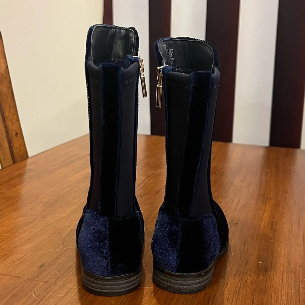 Michael Kors Emma Lily velour Boots new navy blue Girls Toddlers Size 5